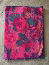 Image 2 of Pure Cotton Rectangular Scarf in Retro Pink Roses