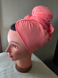 Image 1 of Certified Organic Cotton Extra Long Rectangular Scarf in Peach Glaze
