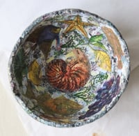 Image 10 of Luxury Handmade Paper Mache Bowl – Botanical & Marine Collage Art | Sustainable Home Decor