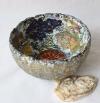 Image 4 of Luxury Handmade Paper Mache Bowl – Botanical & Marine Collage Art | Sustainable Home Decor