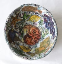 Image 2 of Luxury Handmade Paper Mache Bowl – Botanical & Marine Collage Art | Sustainable Home Decor