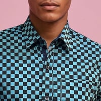 Image 2 of Camisa manga corta damero verde agua