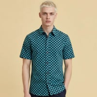 Image 1 of Camisa manga corta damero verde agua