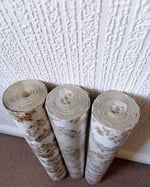 1980s Vintage Zen Wallpaper Rolls - Retro Embossed Damask Traditional Pearlescent - (Set of 3 Rolls) thumbnail 7