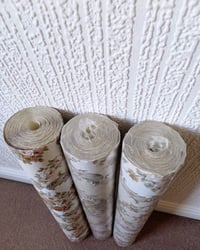 1980s Vintage Zen Wallpaper Rolls - Retro Embossed Damask Traditional Pearlescent - (Set of 3 Rolls) – detail view 7