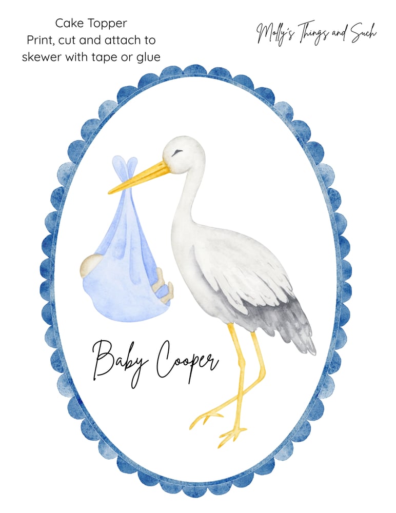 Image of Stork Baby Shower Cake Topper