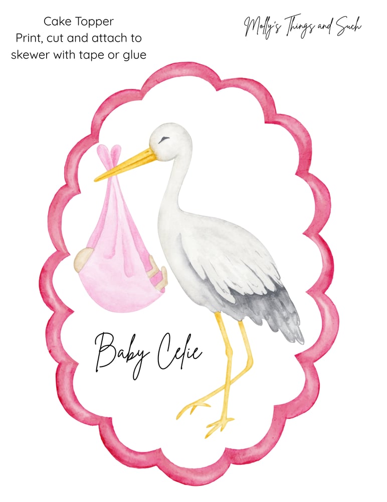 Image of Stork Baby Shower Cake Topper