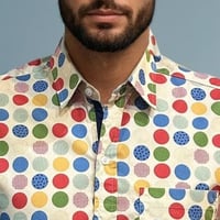 Image 2 of Camisa manga corta círculos beige