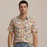 Image 1 of Camisa manga corta círculos beige