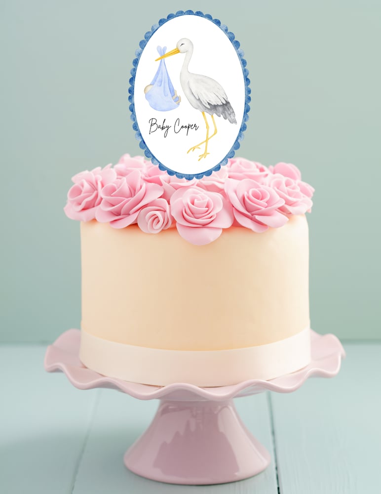 Image of Stork Baby Shower Cake Topper