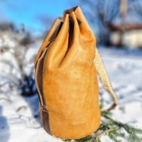 Image 1 of Leather top load military style duffelbag