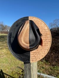 Image 4 of “Johnny and June” Burned Hat, High Quality Suede Burned Flat Brim Hat