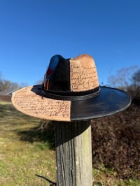 Image 3 of “Johnny and June” Burned Hat, High Quality Suede Burned Flat Brim Hat