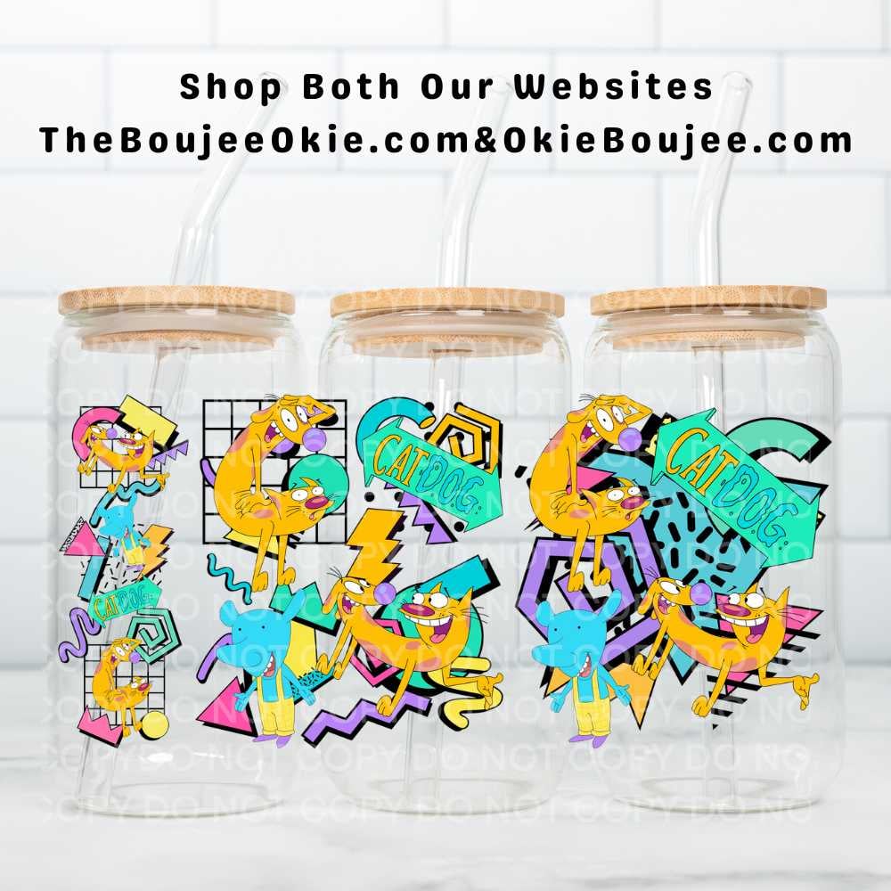 Image of Retro Cat Dog Uv Dtf Wrap   W0788