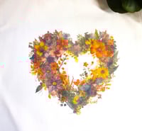 Image 2 of Beautiful Handmade Floral Heart Canvas Tote Bag, books, grocery, women, shopping, reusable, flower