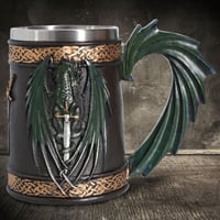 Image 2 of 👑The Armored Kingdom Green Dragonlord’s War Mug(16oz)-Sturdy-Heavyweight Feel-Premium Finish