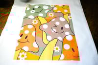 Image 2 of Trendy Handmade Canvas Tote Bag with Groovy Mushrooms, shopping, books, reusable, gift, groceries