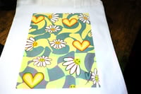 Image 2 of Fun Handmade Canvas Tote Bag with Flowers and Hearts, shopping, books, gift, reusable, grocery