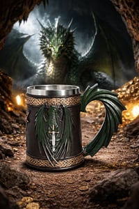 Image 1 of 👑The Armored Kingdom Green Dragonlord’s War Mug(16oz)-Sturdy-Heavyweight Feel-Premium Finish