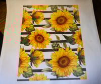 Image 2 of Handmade Sunflower and Striped Canvas Tote Bag, groceries, books, reusable, shopping, gift