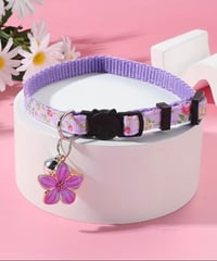 Floral Purple Cat Collar with Bell and Flower Charm 