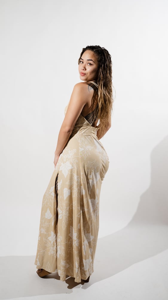 Image of KU'UIPO BEIGE WRAP DRESS