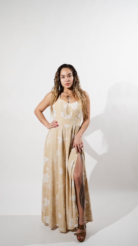 Image of KU'UIPO BEIGE WRAP DRESS