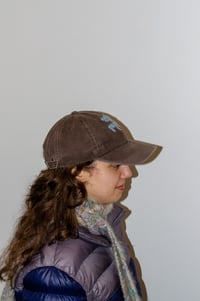 Image 2 of PRINT HOLE x PIMB GARMENT DYED DAD HAT PRE-ORDER BROWN W/ BLUE