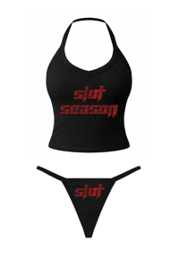 Image 1 of SLUT SEASON RHINESTONE HALTER TOP SET