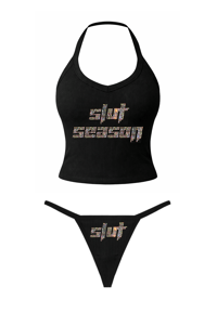 Image 2 of SLUT SEASON RHINESTONE HALTER TOP SET
