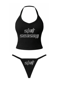 Image 3 of SLUT SEASON RHINESTONE HALTER TOP SET