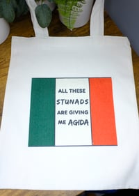 Image 1 of Handmade Canvas Tote Bag with Italian Stunads Saying, Italy, reusable, gift, shopping, reusable