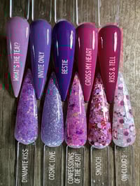 Image 8 of DYNAMITE KISS- pink and purple glitter nails, diy nails, dip powder, nail dip powder, valentine n...