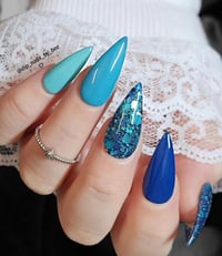 Image 2 of OASIS -blue dip powder, nail dip, blue tonal nails, nail dip powder, dip powder nails, nail dips,...