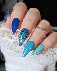 Image 3 of OASIS -blue dip powder, nail dip, blue tonal nails, nail dip powder, dip powder nails, nail dips,...