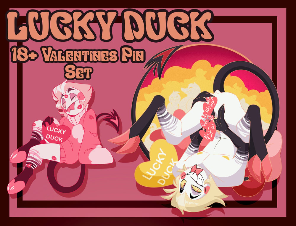 Image of Lucky Duck!!! 18+ Spicy Lucifer Valentines Day Enamel Pin Set
