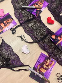 Image 3 of Worn purple & black lingerie and five signed 4x6 photos  