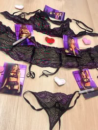 Image 4 of Worn purple & black lingerie and five signed 4x6 photos  