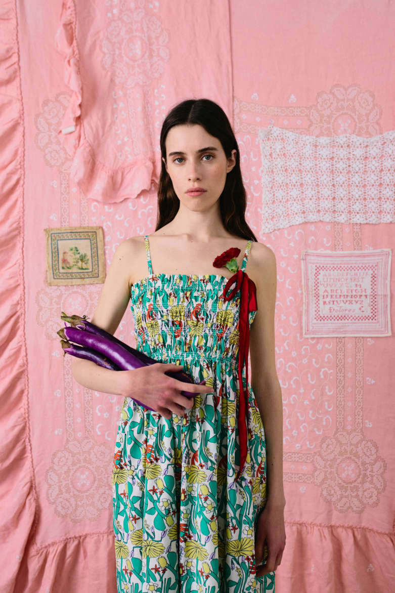 Image of 3-Vestido Color Herbalist Gathered Bustler