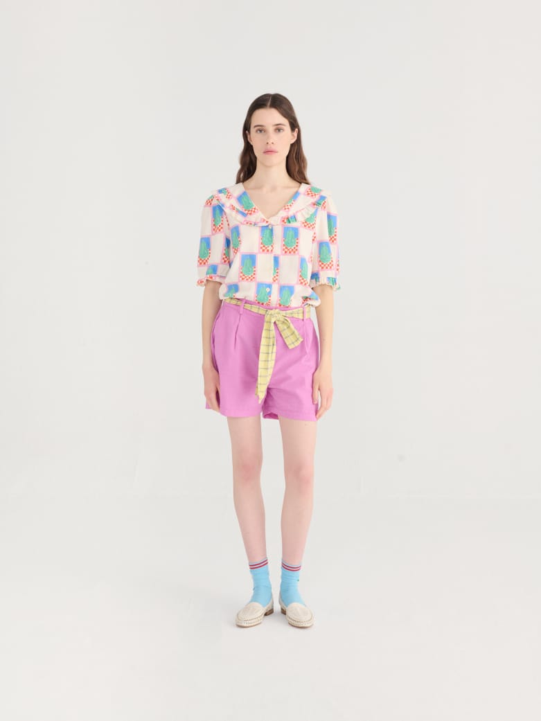 Image of 1-Camisa Simple Pear Pattern Collar