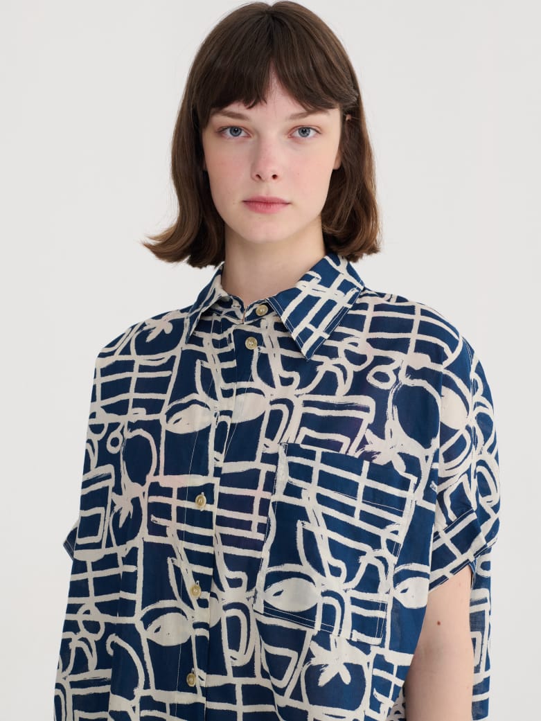 Image of 1-Camisa Cookery Festival Pattern Oversize 