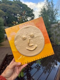 Image 1 of Man in the moon ceramic wall sculpture