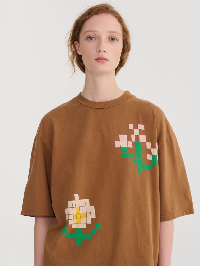 Image of 1-Camiseta Pixel Flowers Oversize 