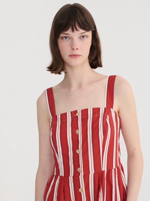 Image of 3-Vestido Stripped Evasé Strap 
