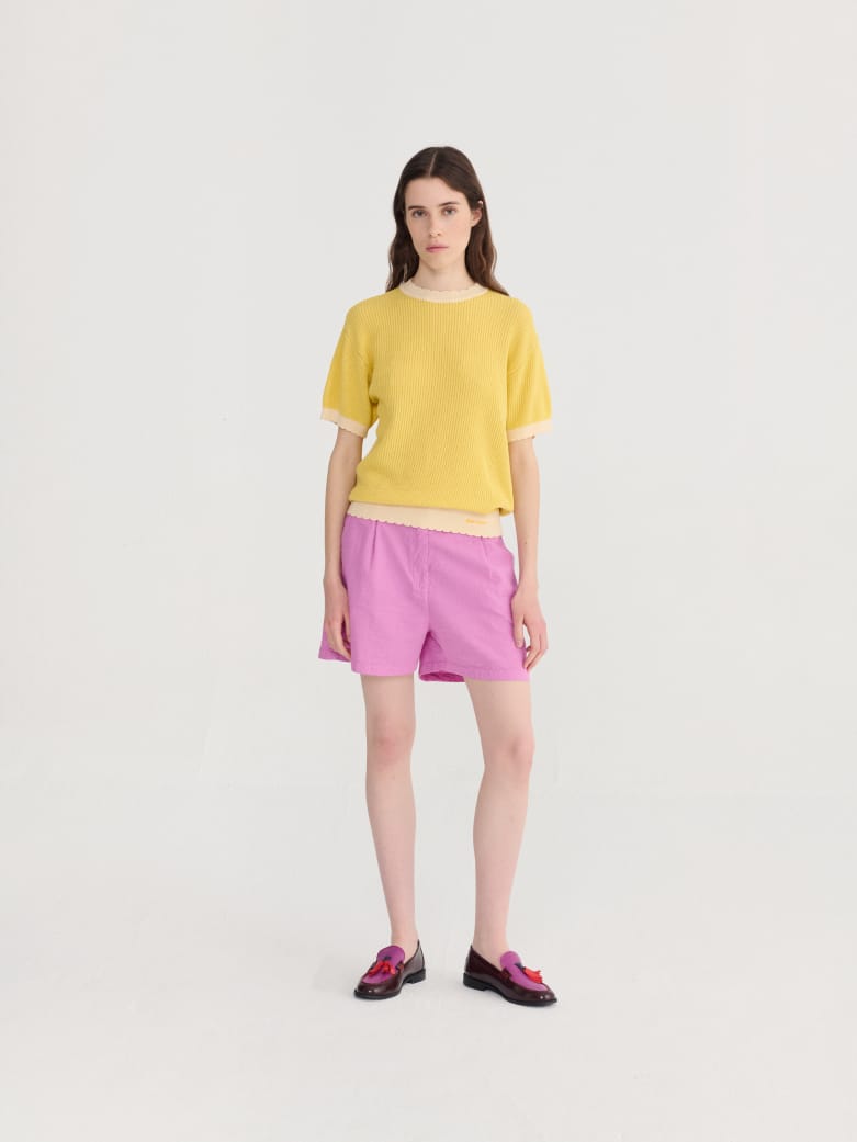 Image of 2-Short pleated seersuker