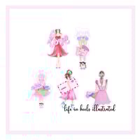 Image 2 of STICKERS:  5 ASSORTED STICKERS -PINK LOVE-