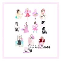 Image 1 of STICKERS:  12 ASSORTED STICKERS -PINK-