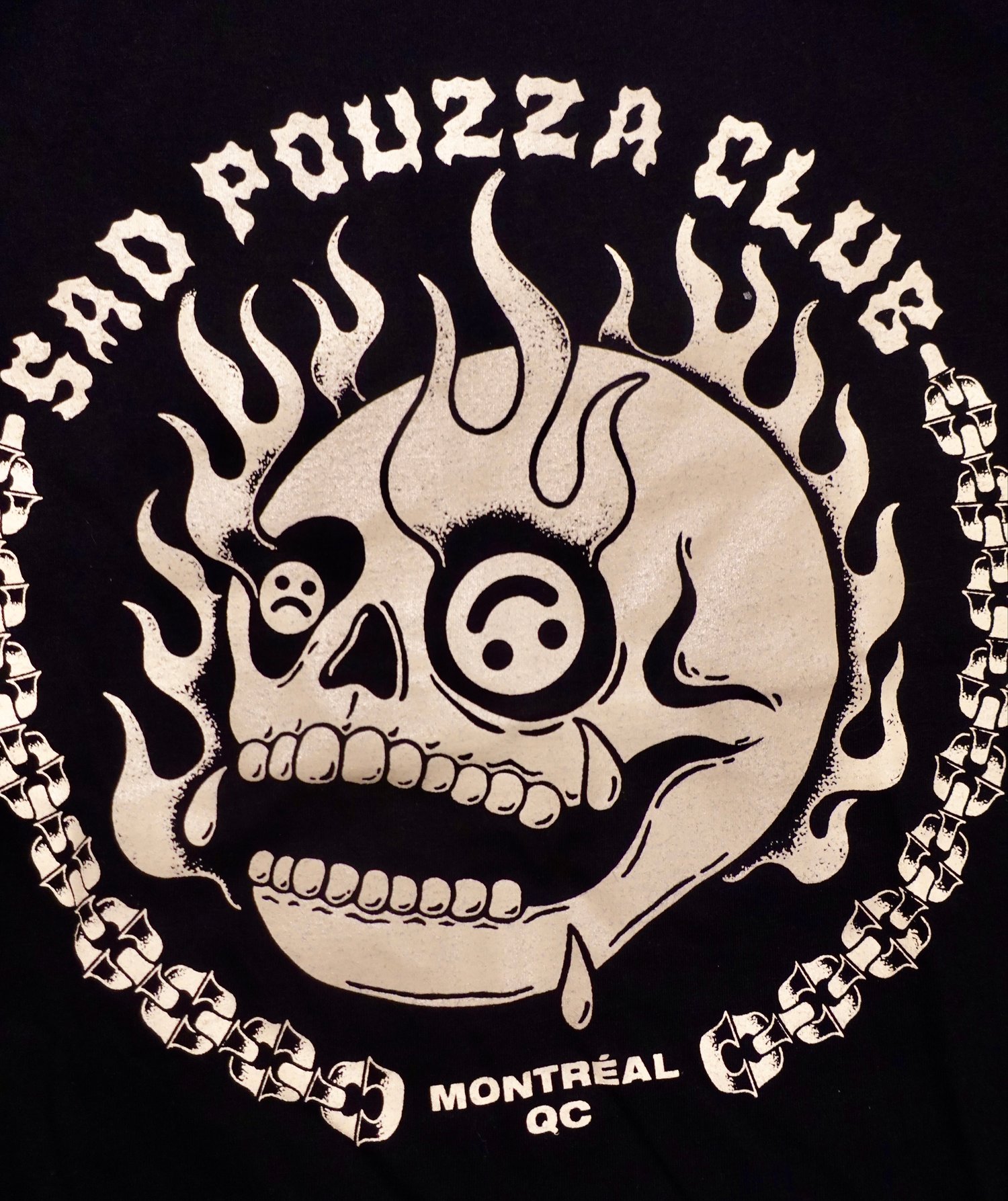 Image of T-shirt " SAD POUZZA CLUB" T-shirt basic ( Beige sur noir / Beige on black )