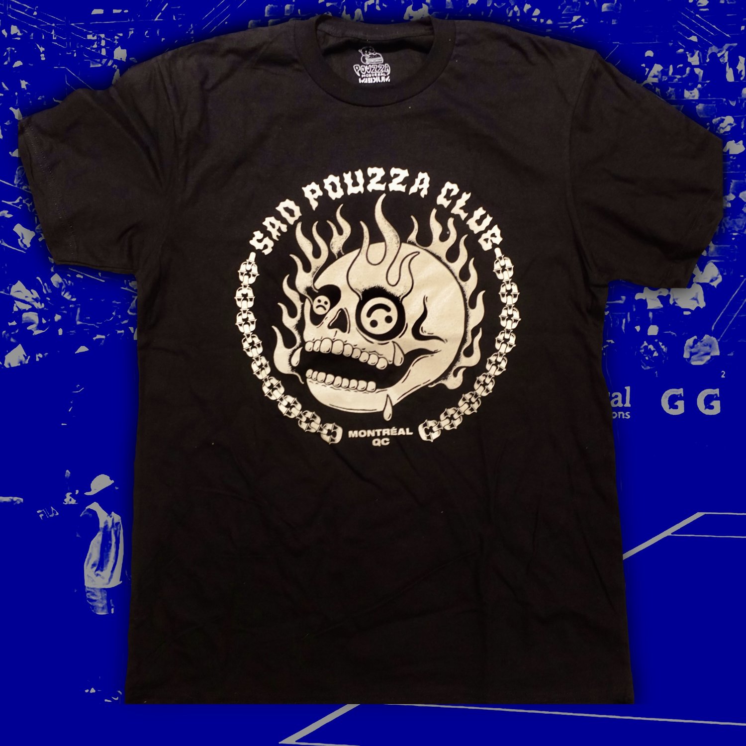 Image of T-shirt " SAD POUZZA CLUB" T-shirt basic ( Beige sur noir / Beige on black )