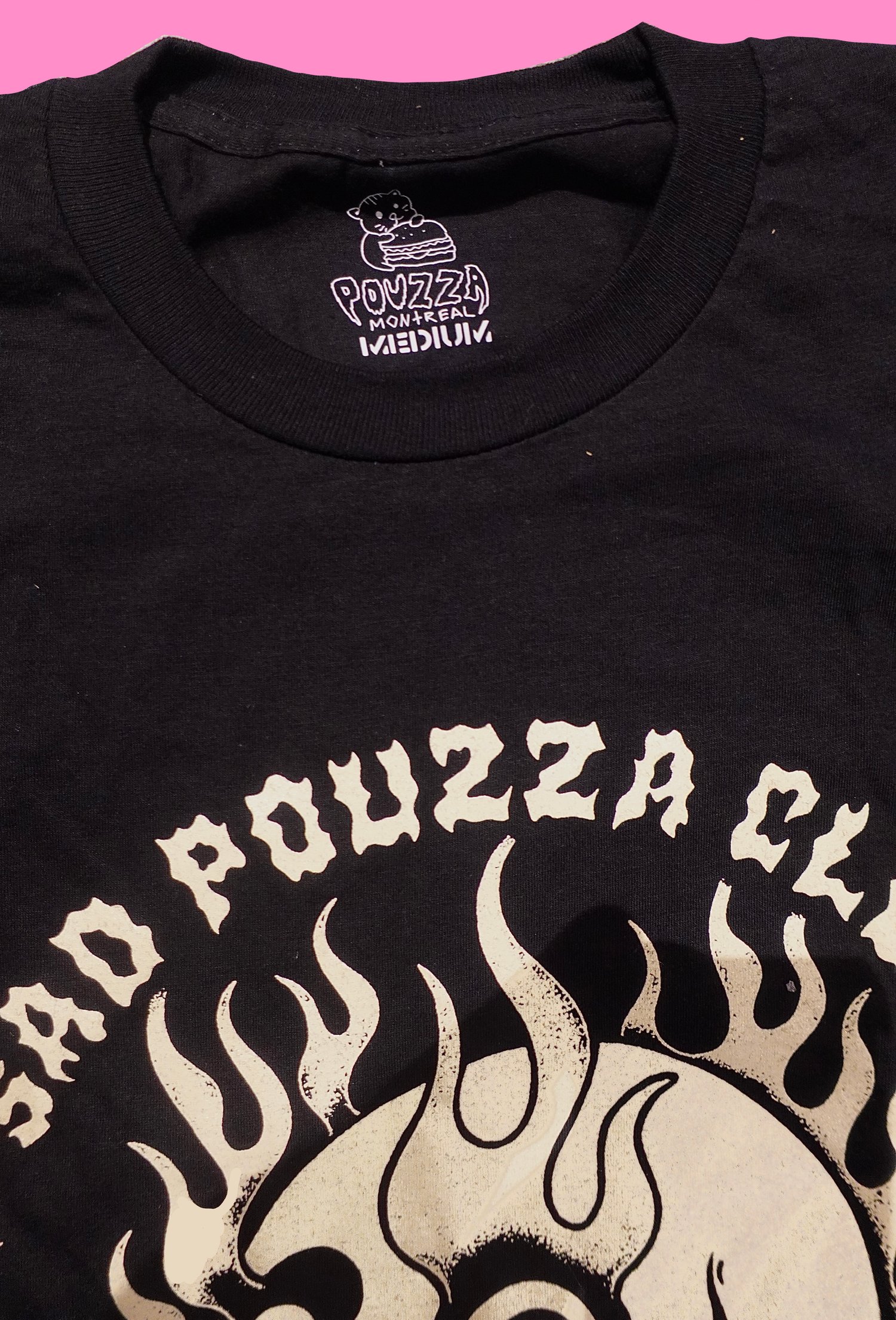 Image of T-shirt " SAD POUZZA CLUB" T-shirt basic ( Beige sur noir / Beige on black )